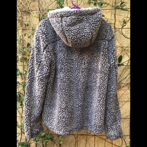 Anthro Thread & Supply Grey Silver Hooded Teddy Jacket Sz M - Picture 2 of 8